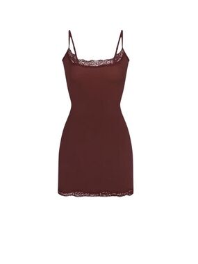 Skims Lace Trim Burgundy Camisole Slip